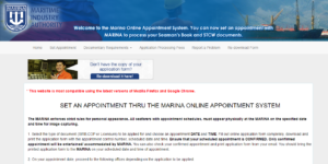 Marina appointment webpage for seaman's book application online