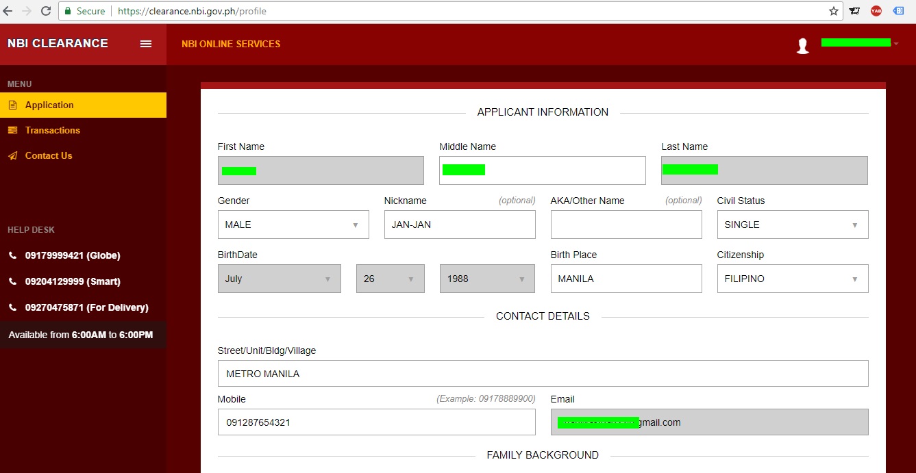 Creating your profile in your NBI account dashboard.