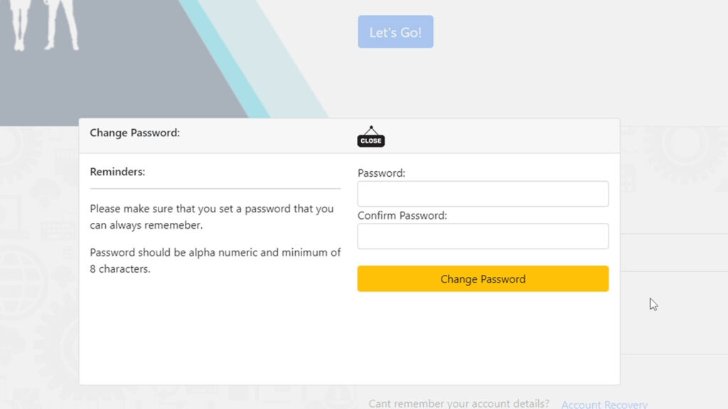 Changing your password after logging in using the temporary password provided by DMW.