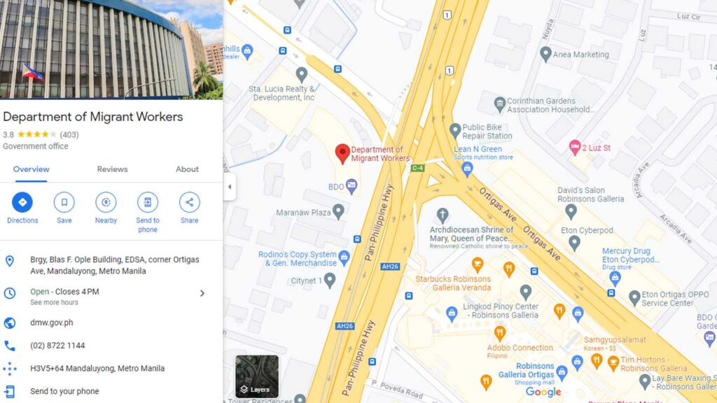 DMW location in Google Maps.