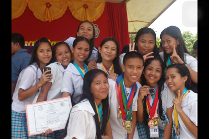 With my classmates during high school.
