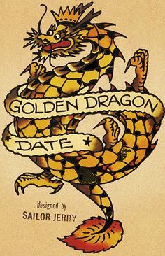 Golden dragon tattoo.