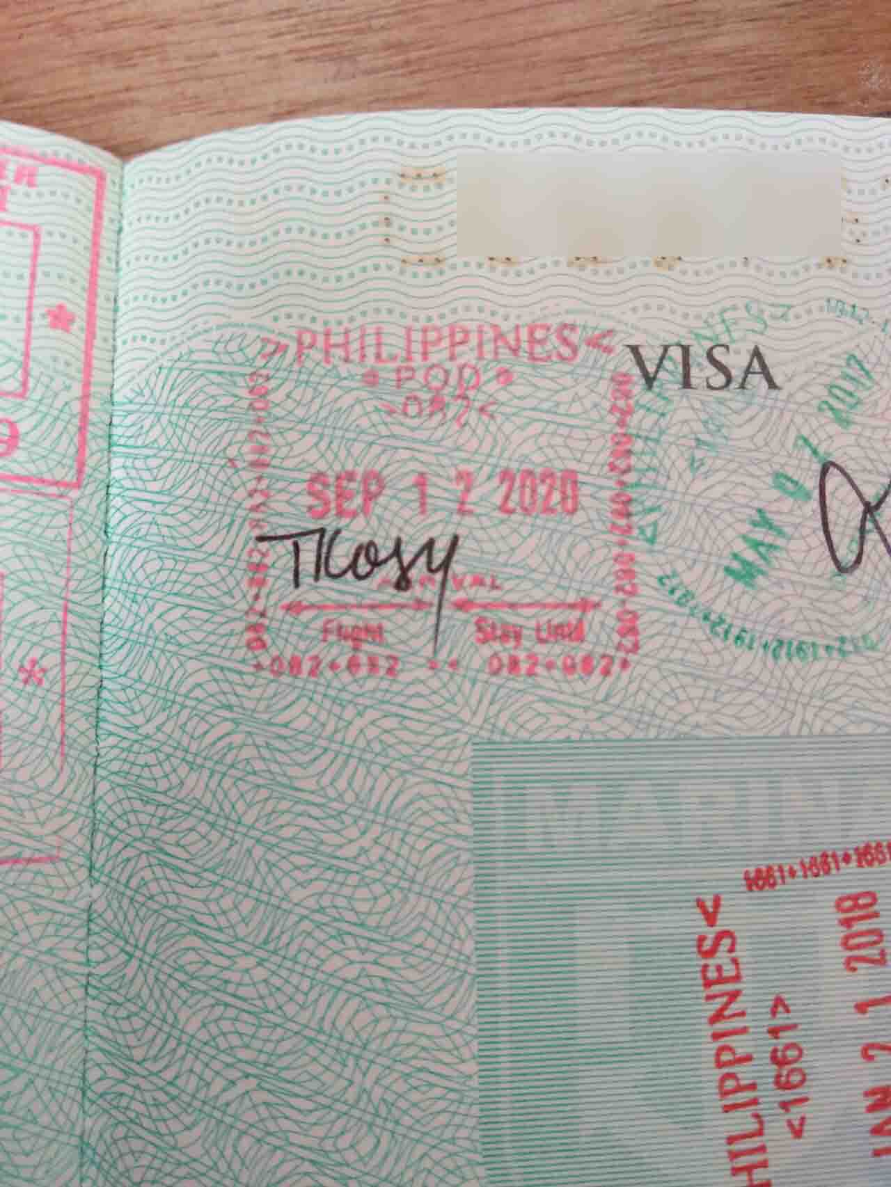 Proof of latest arrival in the Philippines (Arrival Stamp)