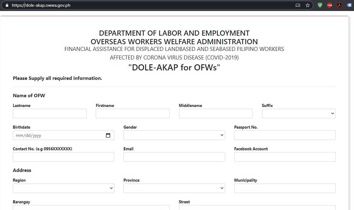 DOLE AKAP online form application and submission