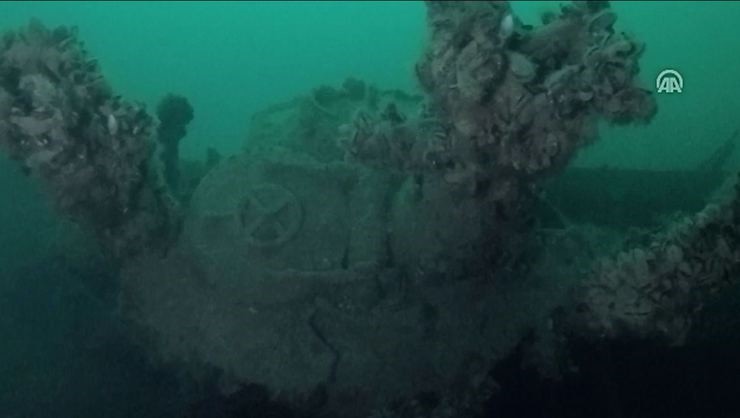 Remnants off the sunken German U-23 submarine.