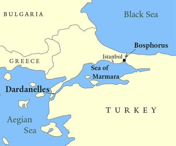 Aegean Sea, the Dardanelles, Sea of Marmara, Bosphorus Strait and Eúxeinos Póntos