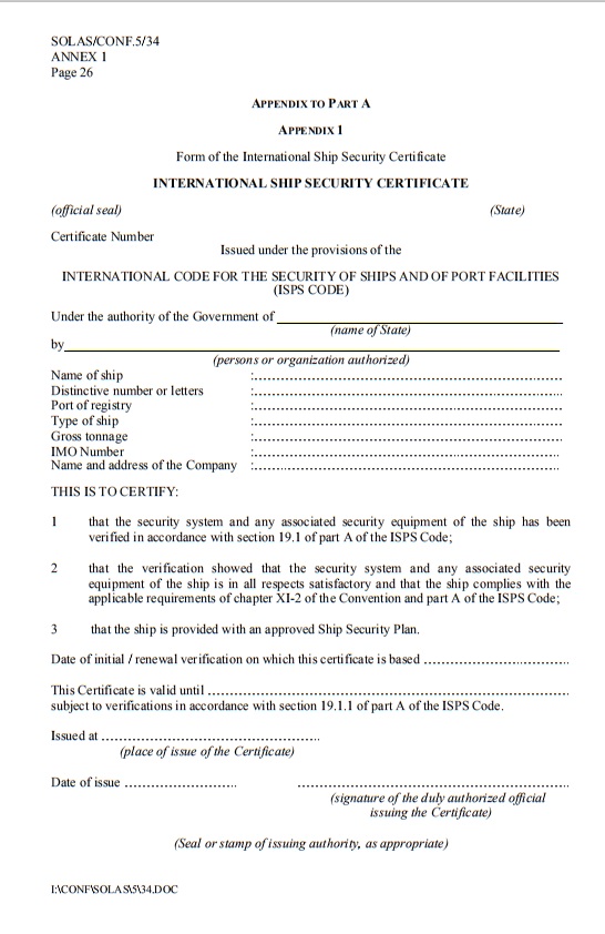 International Ship Security Certificate