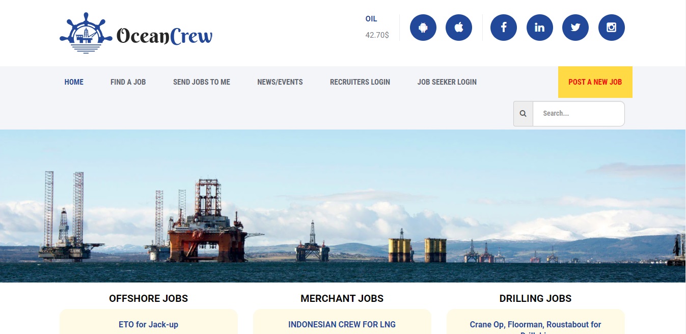 Homepage of Maritime and Offshore jobs from OceanCrew.