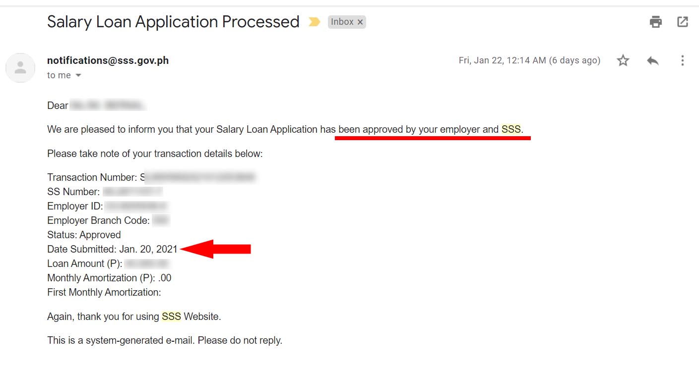 Salary Loan Application Processed