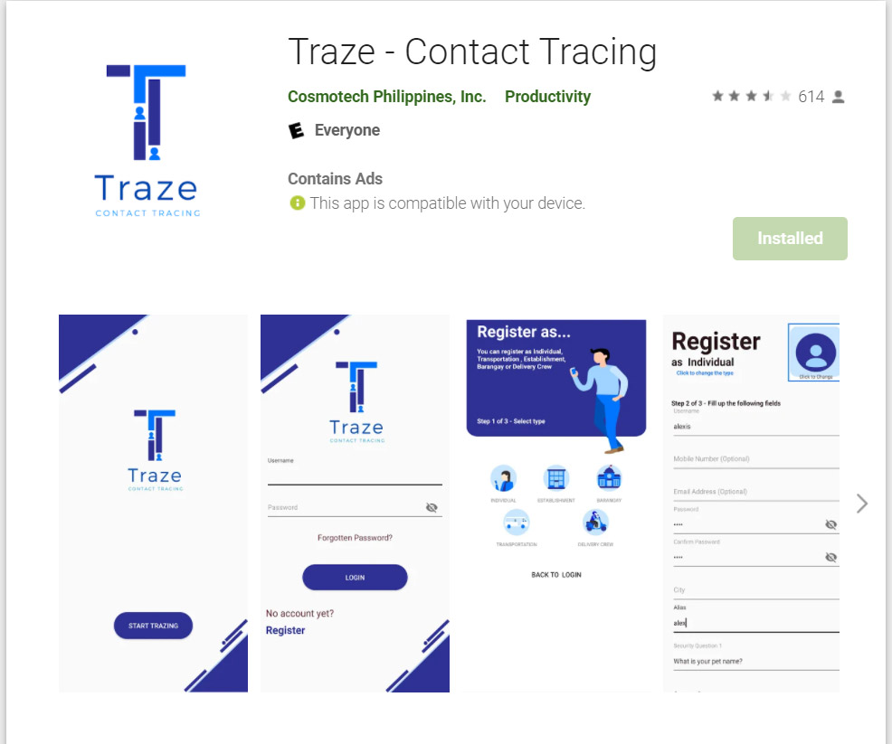 Traze Contact Tracing App