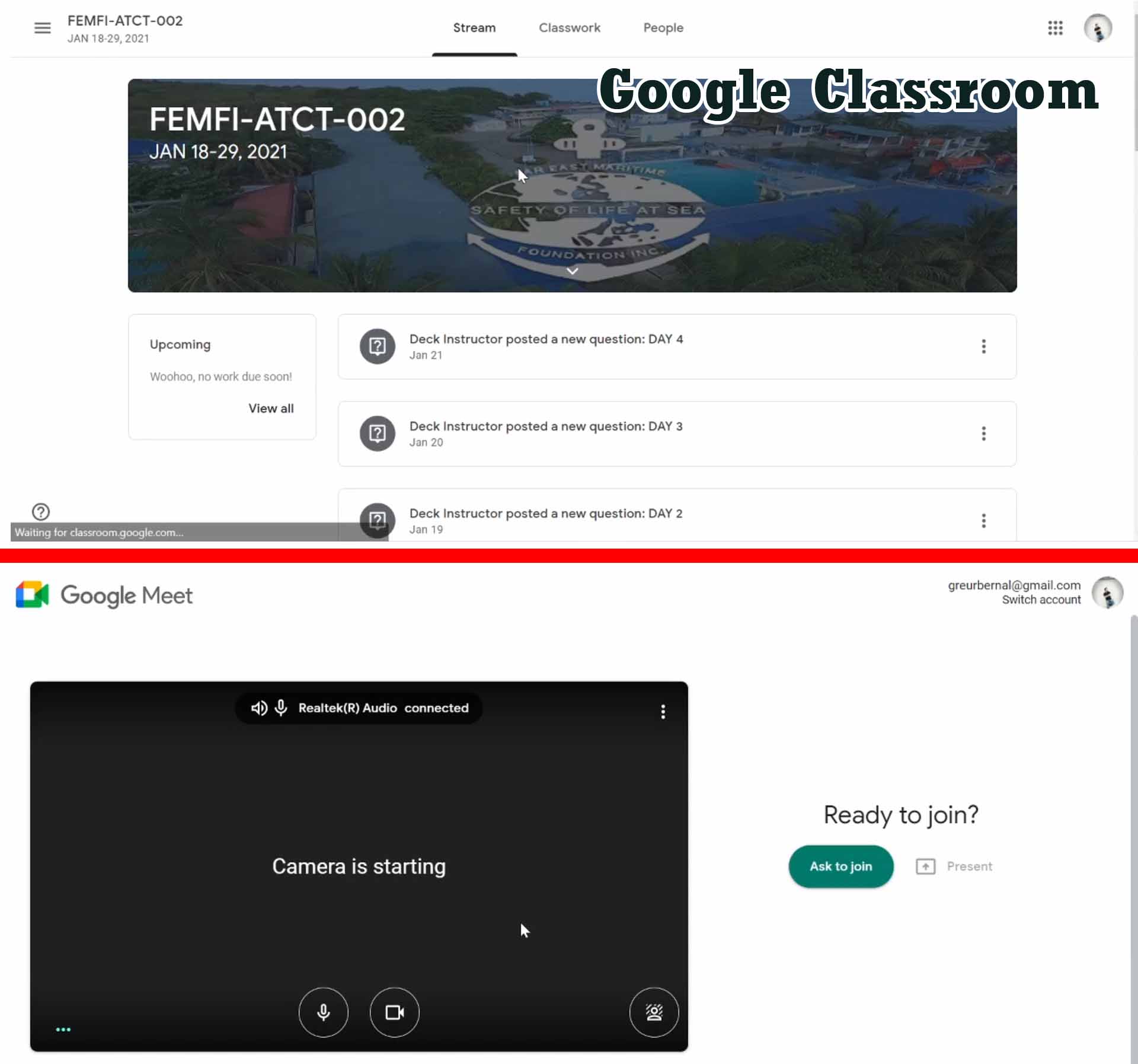 Platforms Google Classroom and Google Meet