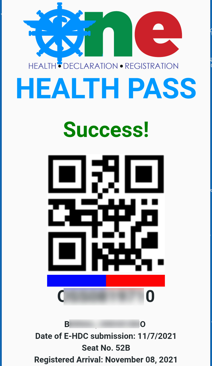 My OHP QR Code generated from ONE Health Pass.
