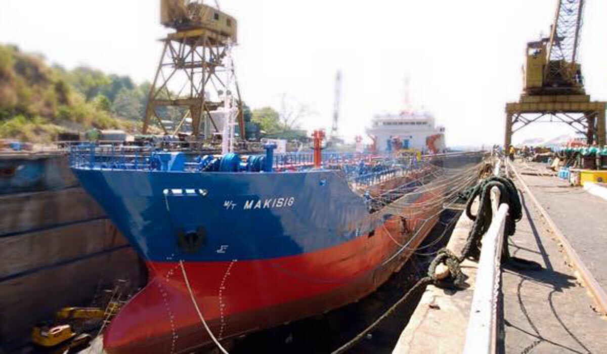 A vessel being repaired at Herma Shipyard Inc. (HSI) a Filipino-owned shipyard located at Mariveles, Bataan.