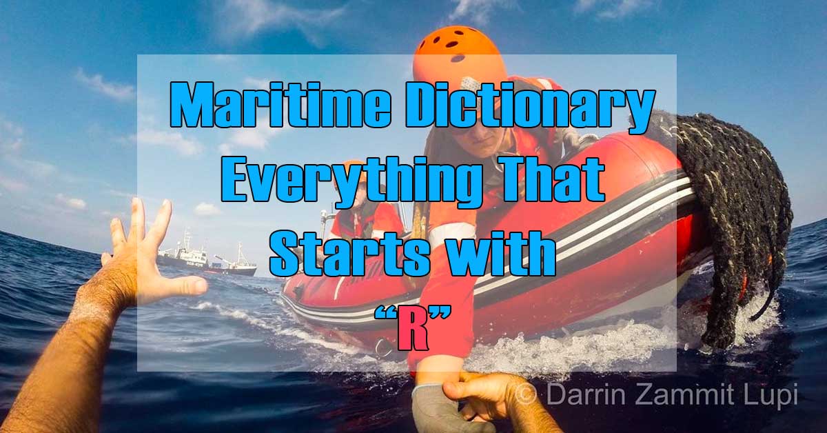A Rescue boat helping a man overboard in this episode of maritime words that start with letter "R"
