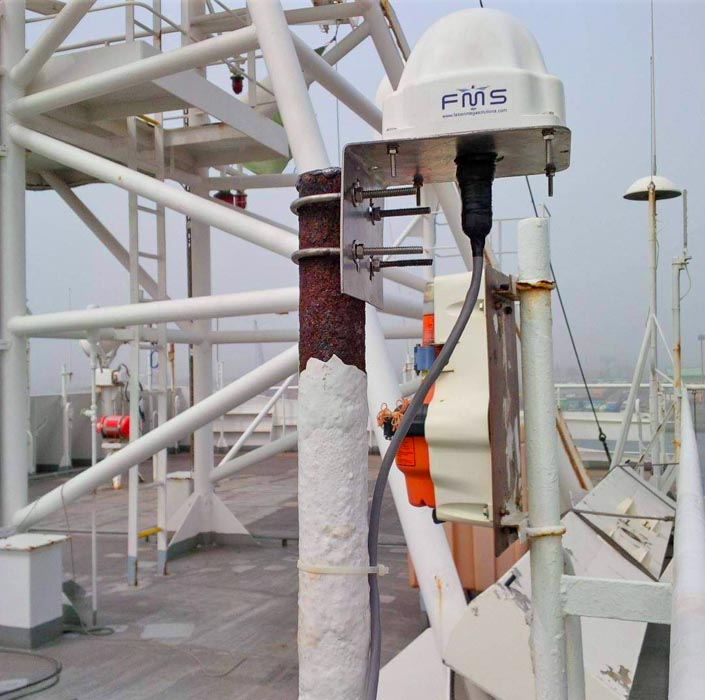 An SSAS beacon antenna installed on the monkey island.