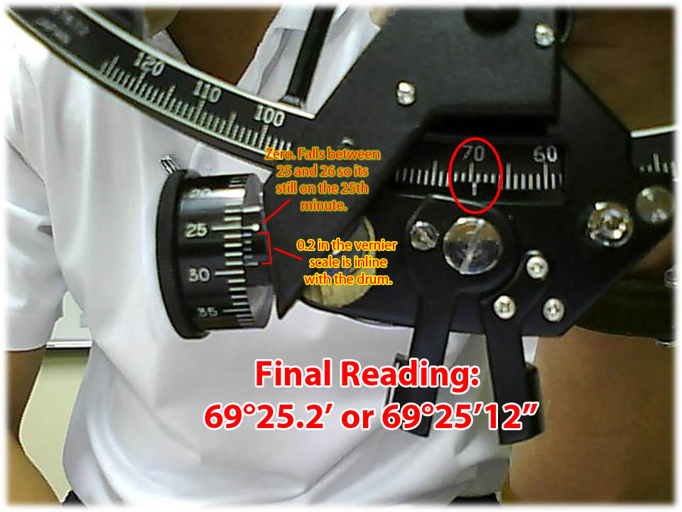 How to read the observations obtained using a modern sextant.