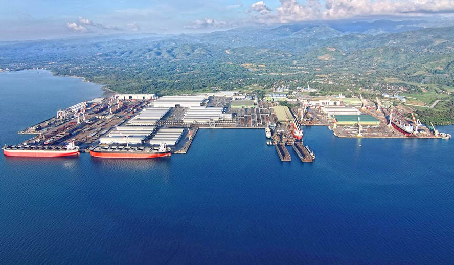 The whole Tsuneishi Heavy Industries shipyard in Cebu as seen from an aerial view.
