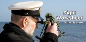 A seaman using a sextant on the background for the book titles. Sight Worksheet - Solar System.