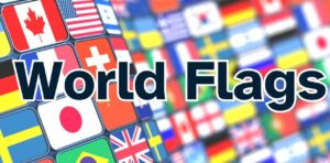 Different flags of the world as the background for the file containing the World Flags.
