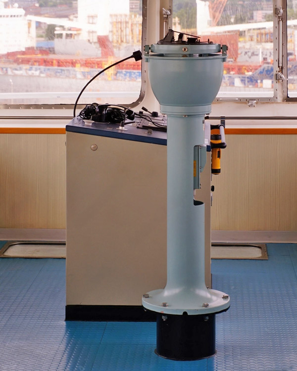 A gyro repeater on the ship's starboard side.